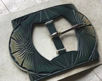 Large 8cm Antique French Art Deco Celluloid Buckle 1930s Costume Dressmaking Sewing Vintage Fashion Projects