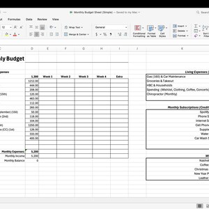 Monthly Budget Spreadsheet