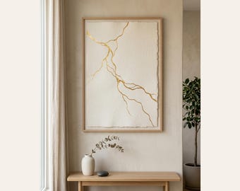 Modern Japandi Kintsugi Art Printable | Zen Minimalist Decor | Neutral Luxury Wall Art | Digital Download | 2:3 Ratio Printable