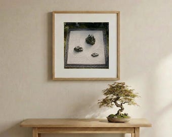 Japanese Zen Rock Garden Wall Art | Stone and Sand Minimal Decor | Japandi Interior | Calm Meditation Wall Art | Printable Download
