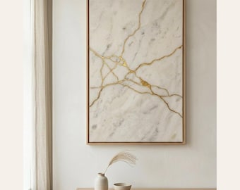 Abstract Kintsugi Wall Art Printable | Japandi Modern Decor | Minimal Luxury Art | Digital Download | 4:5 Ratio Printable