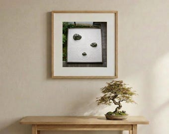 Japanese Zen Rock Garden Wall Art | Stone and Sand Minimal Decor | Japandi Interior | Calm Meditation Wall Art | Printable Download