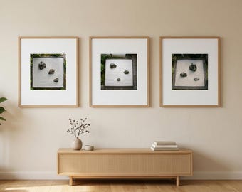 Zen Stone Wall Art Set of 3, Japandi Printable Art, Minimal Neutral Decor, Wabi Sabi Wall Art, Japanese Zen Decor, Digital Download