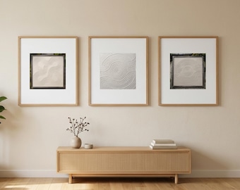 Zen Sand Wall Art Set of 3, Japandi Printable Art, Minimal Neutral Decor, Wabi Sabi Wall Art, Japanese Zen Decor, Digital Download