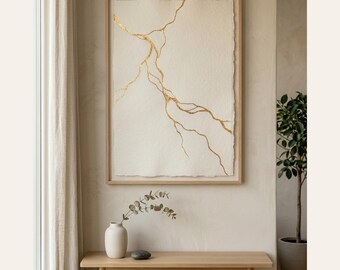 Modern Japandi Kintsugi Art Printable | Zen Minimalist Decor | Neutral Luxury Wall Art | Digital Download | 4:5 Ratio Printable