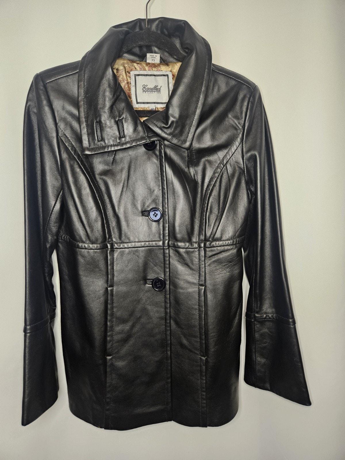 collar excelled leather coat
