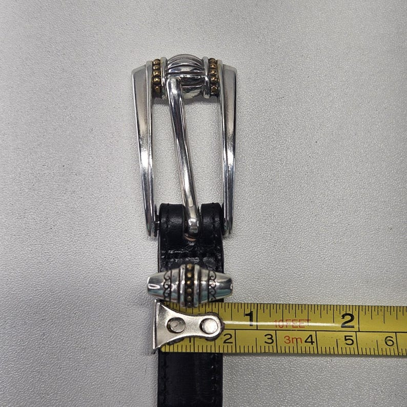 Cinturón estilo western vintage BRIGHTON para mujer, talla M 30, de cuero negro con hebilla plateada. imagen 5