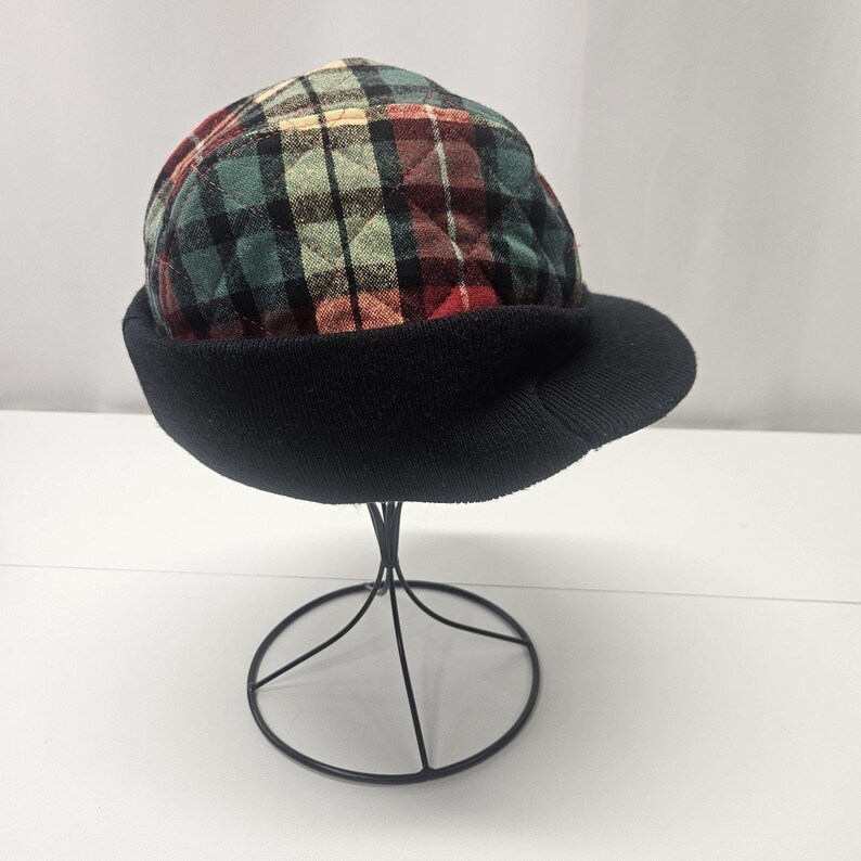 Sombrero vintage Pendleton, de franela multicolor, rojo y azul marino, talla mediana, estilo retro unisex. imagen 4