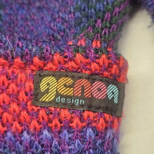 Vtg 80s Womens Crowneck Long Cardigan Sweater Geometric Knit Wool Mohair XL image 4