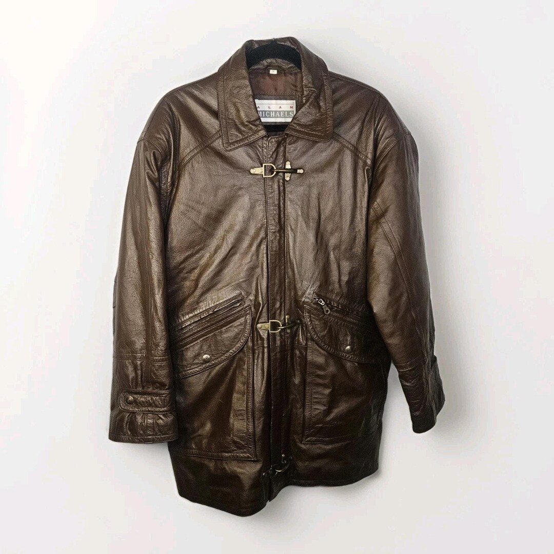 Vintage Alan Michael USA Jacket Mens Small Brown Genuine Leather