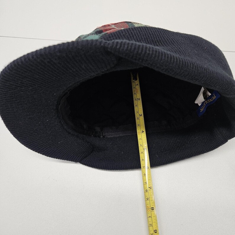 Sombrero vintage Pendleton, de franela multicolor, rojo y azul marino, talla mediana, estilo retro unisex. imagen 8