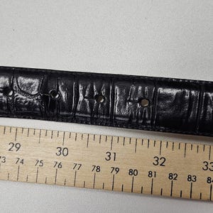 90s Brighton Elephant Belt Buckle Talbots Black Embossed Leather Belt Med Vtg image 7