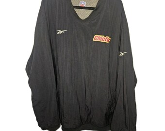 Vintage Reebok Pro-Line Kansas City CHIEFS Embroidered Reversible Jacket 2XL XXL