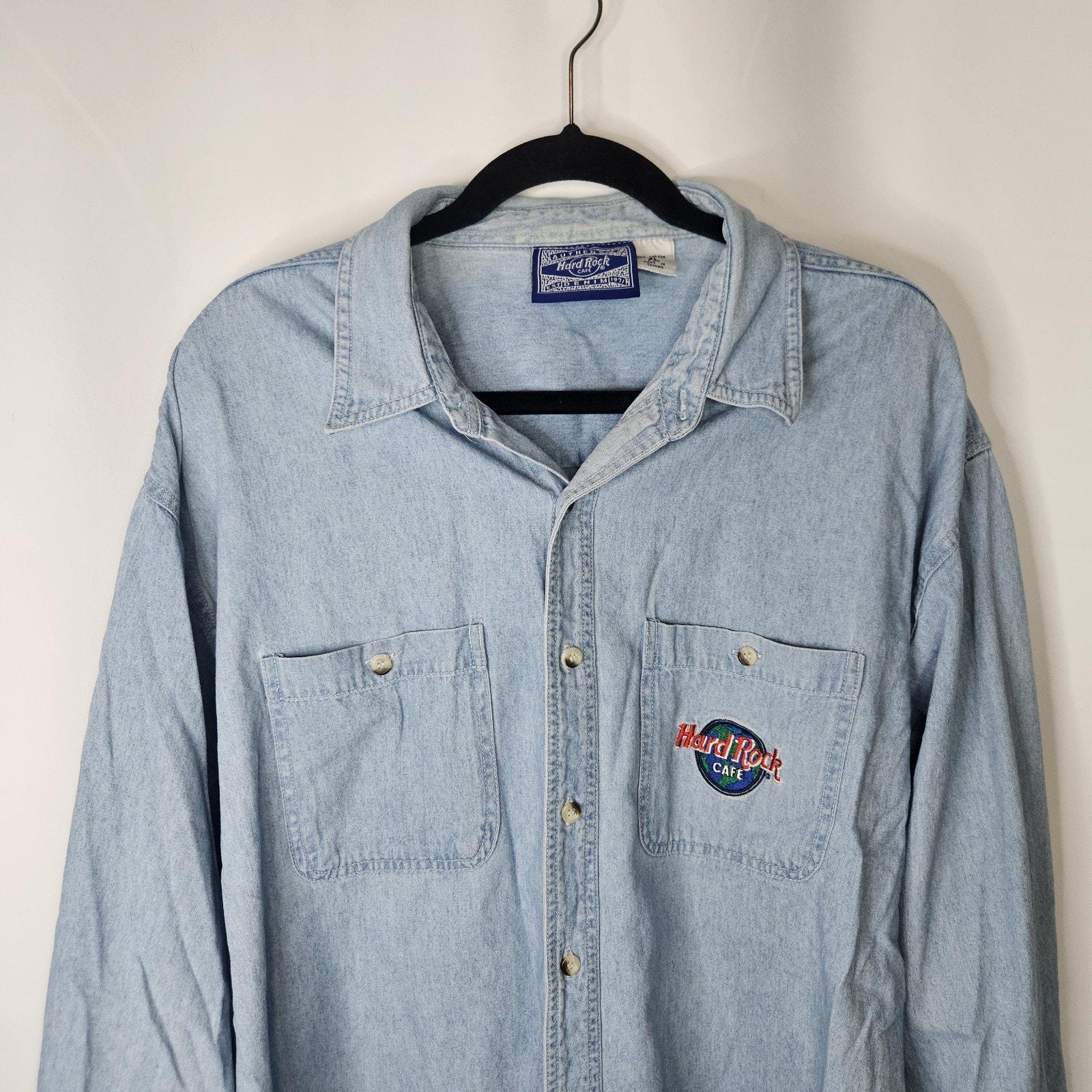 Vintage 90s Hard Rock Cafe Denim Shirt, Mens XL, St Thomas - Etsy