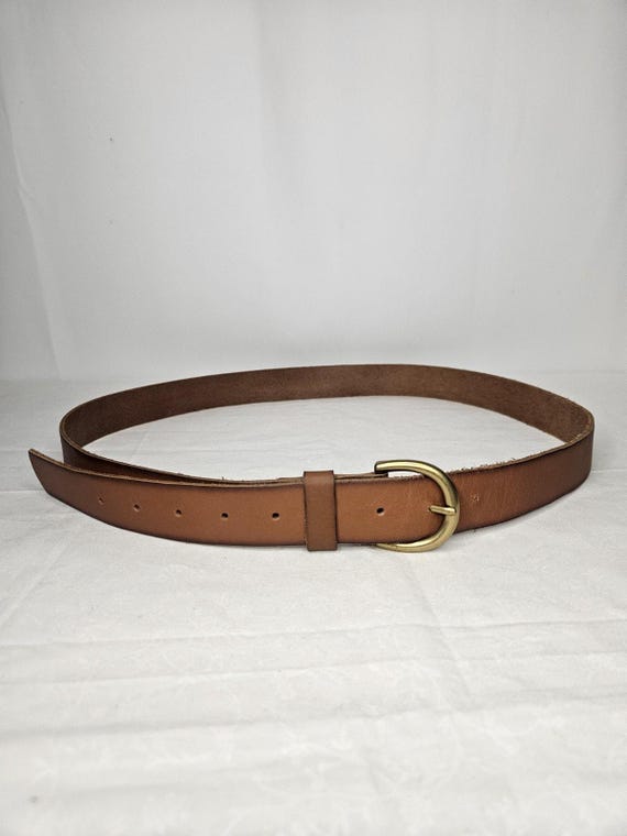 Belt Unisex Brown Leather Adjustable Buckle Casual Western  display picture 3