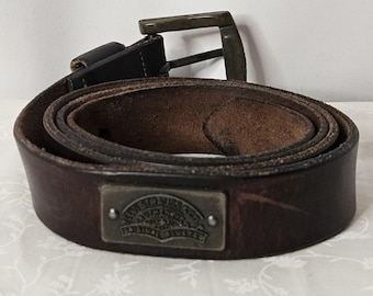 Vintage Levi Strauss & Co Genuine Leather Belt Men 36 Dark Brown Original Revite