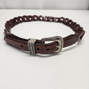 Brighton Embellished Belts Women’s Medium Brown Leather Vintage 90s Western image 1