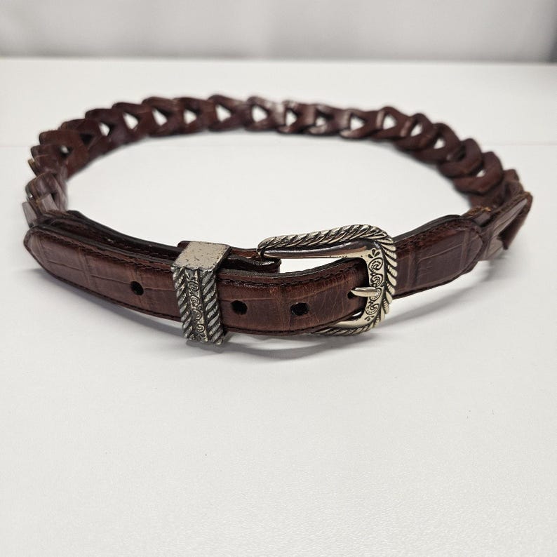 Brighton Embellished Belts Women’s Medium Brown Leather Vintage 90s Western image 1