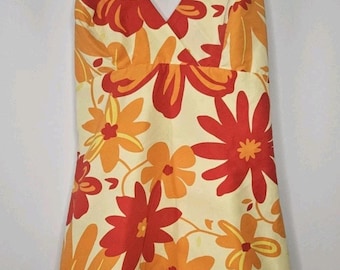 VTG Y2K Old Navy Reversible Halter Dress XS/S Floral Hawaiian Stripe Sleeveless