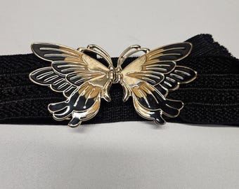 Gold black snakeskin Butterfly Belt Judith leiber Gorgeous JUDITH LEIBER Signed Adjustable Black Snakeskin  main image 2