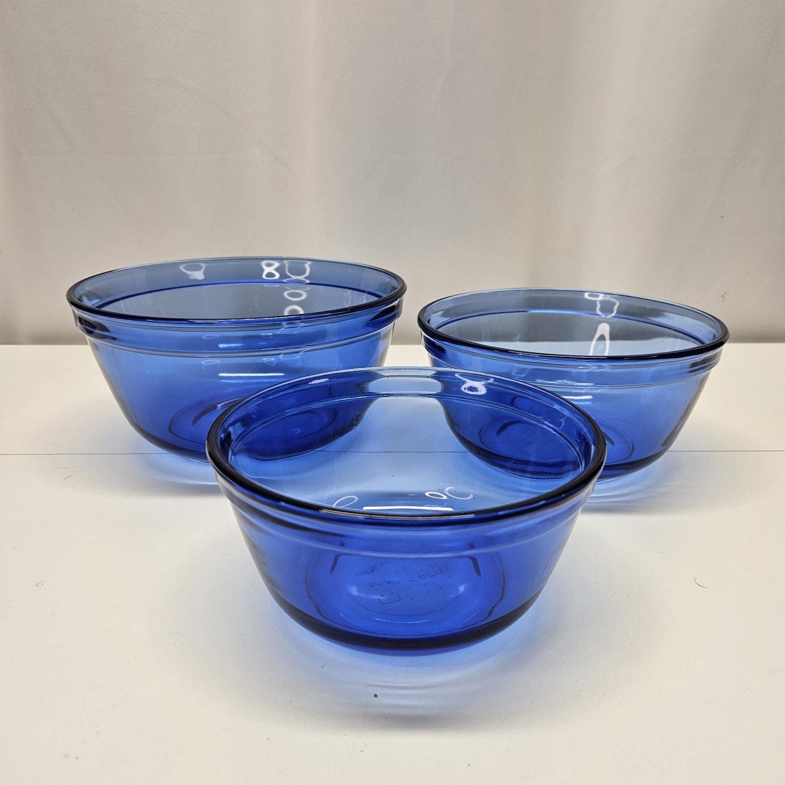 Anchor Hocking Cobalt Blue Mixing Bowls - Etsy