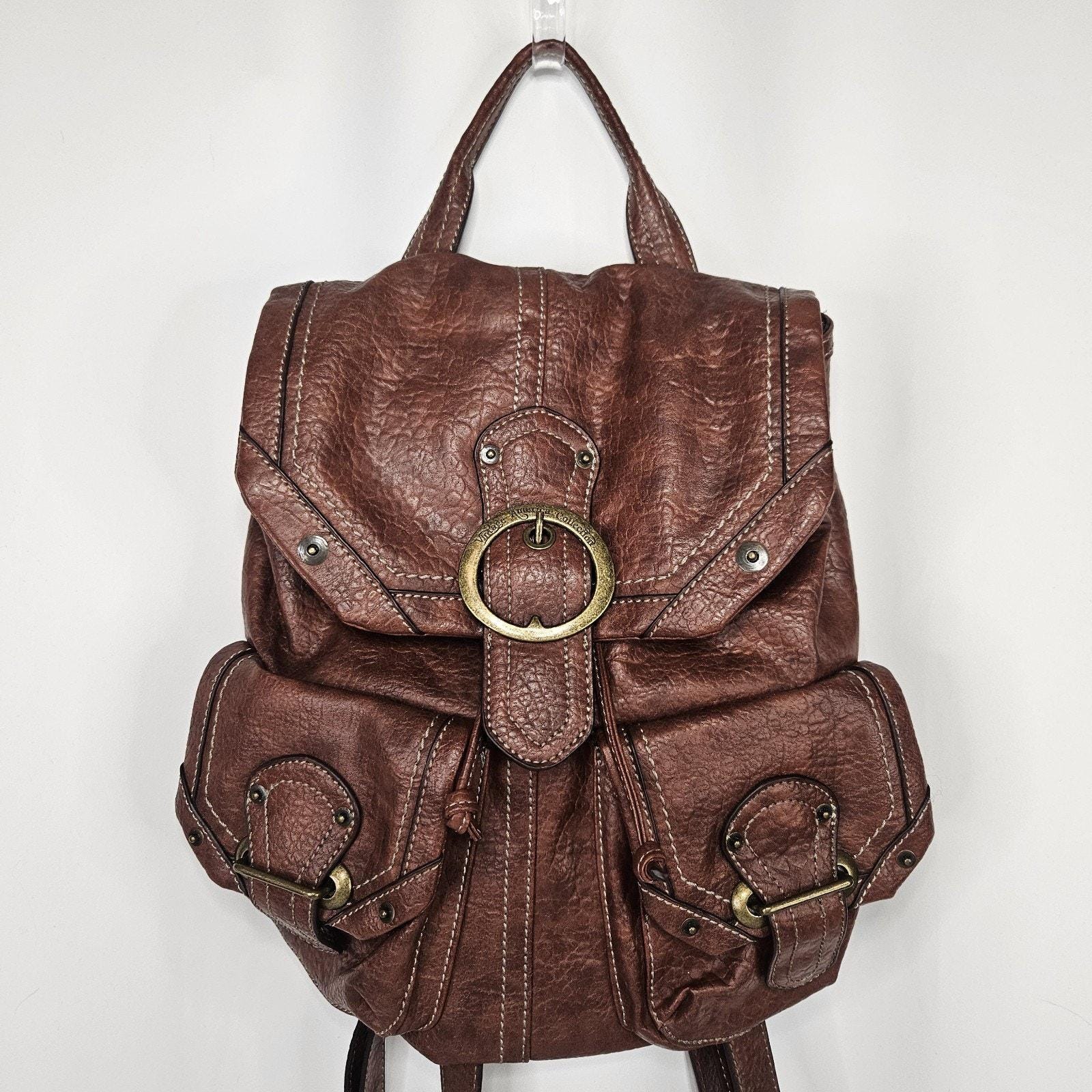 Nine West Dark Brown Leather Backpack Purse Nine West Leather Medium Sized Backpack -$30 main image 4