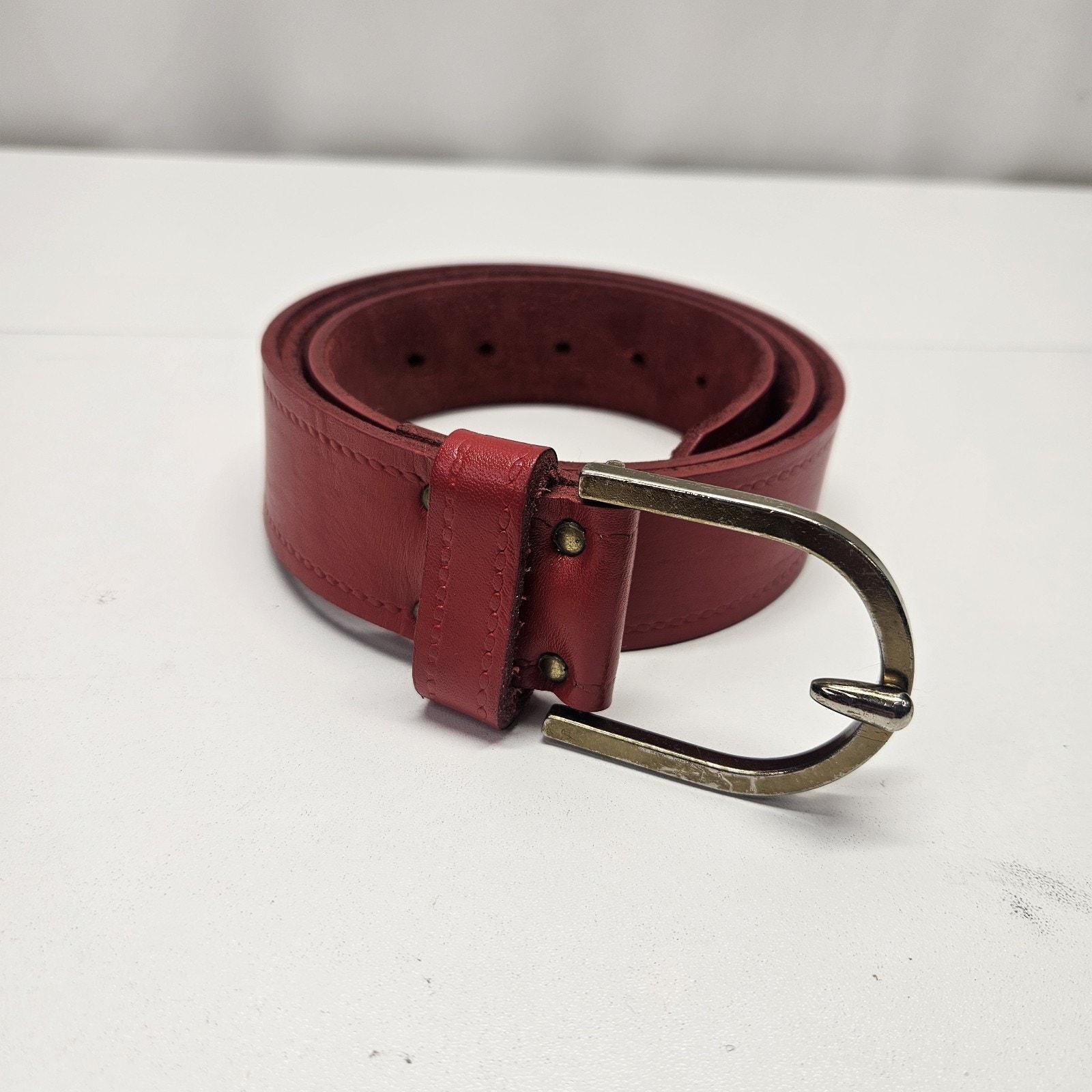 Red Leather Belt Womens 32 Western Concho Medallion Skinny Cowgirl Rodeo Cowboy Cowgirl Red Belts for Women for sale | eBay main image 3