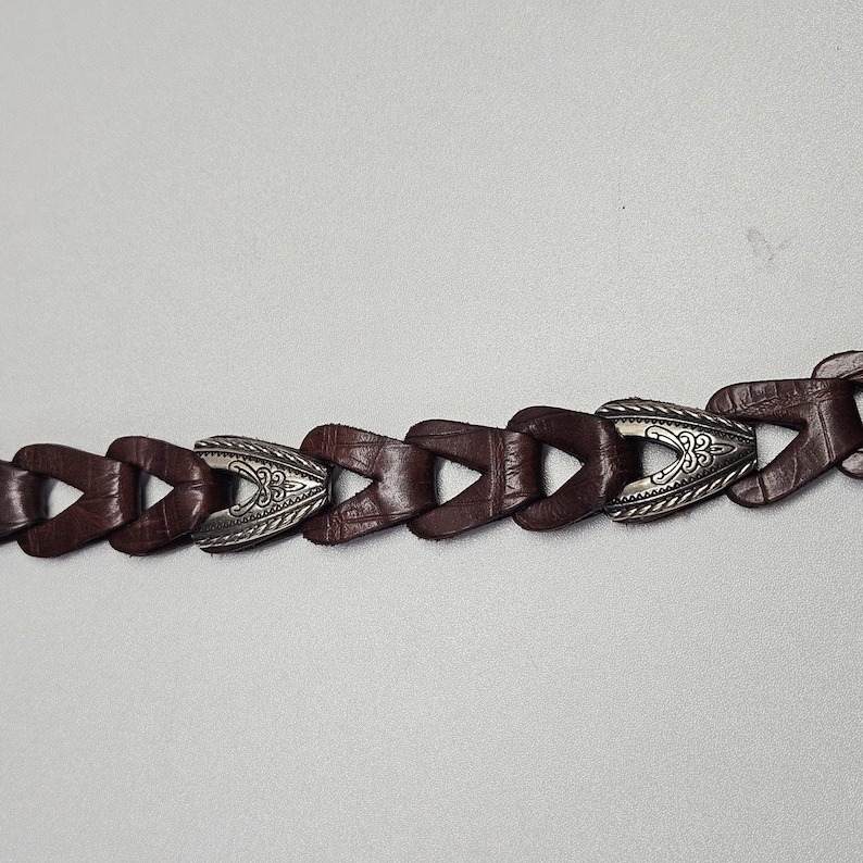 Brighton Embellished Belts Women’s Medium Brown Leather Vintage 90s Western image 3