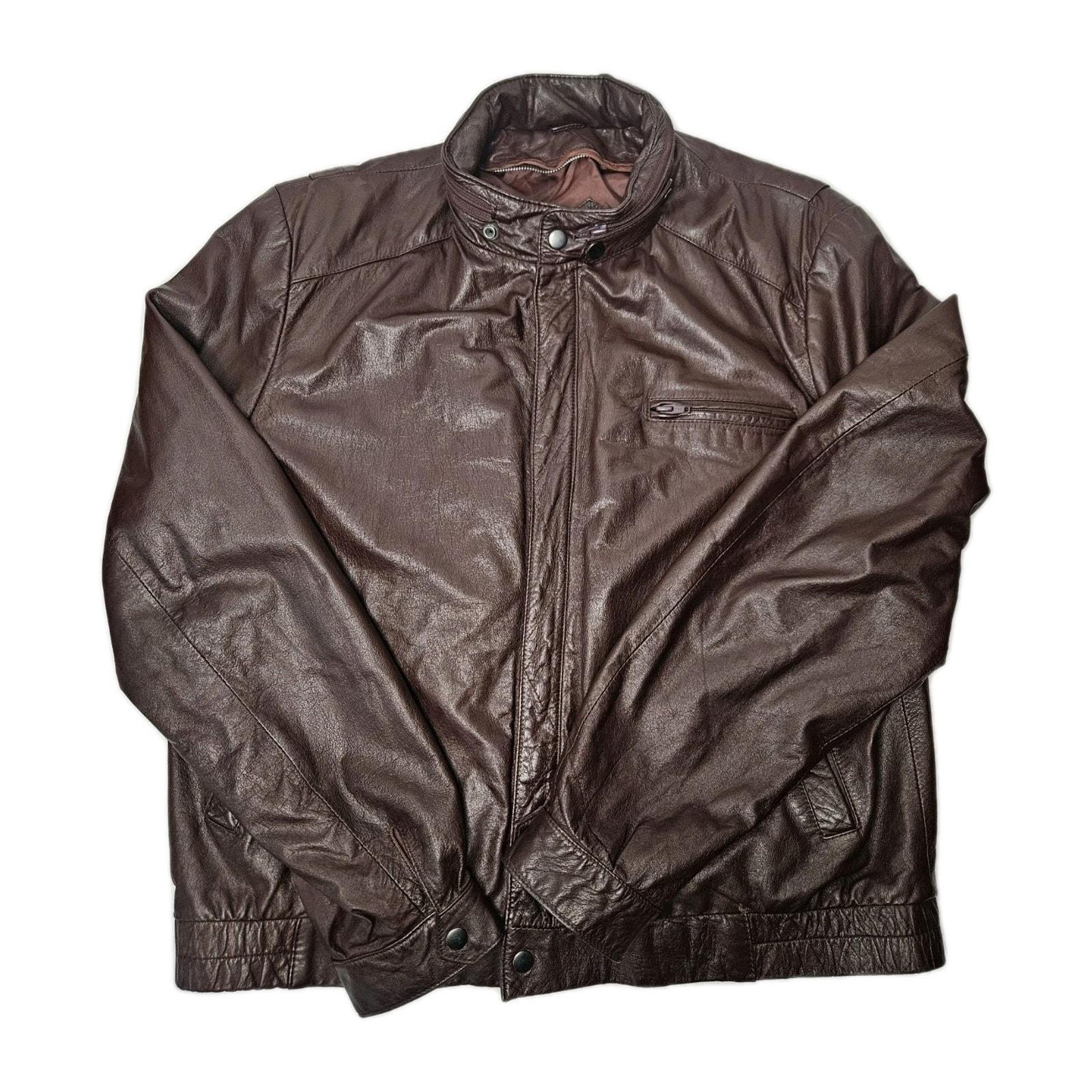 Vintage Florence Tanners Men's Brown Leather Jacket 80's Zip up