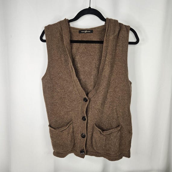 Vtg Womens Ninesix 96 New York Brown Hooded Wool Button up Knit