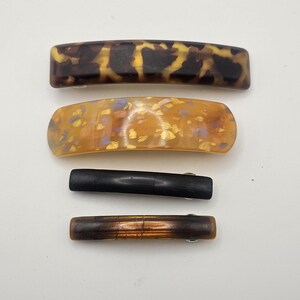 Set vintage MCM-haarspeldjes zwart gemarmerde bruine acetaat haarspeldjes