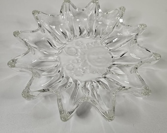 Plato de servir de cristal vintage con diseño de la Puerta del Cielo, Sol, Luna y Estrellas Celestial
