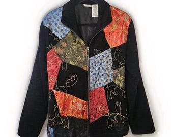 Chaqueta vintage de arte para llevar, ligera, con parches, estilo bohemio y artístico