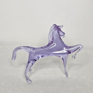 Vintage Murano Neodymium Alexandrite Lilac 4” Art Glass Horse Mid-Century