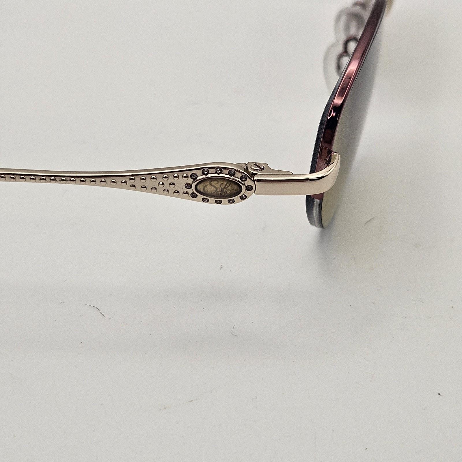 Sophia Loren Gold Purple Metal Oval Half Rim Sunglasses  display picture 2