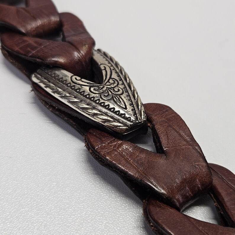 Brighton Embellished Belts Women’s Medium Brown Leather Vintage 90s Western image 2