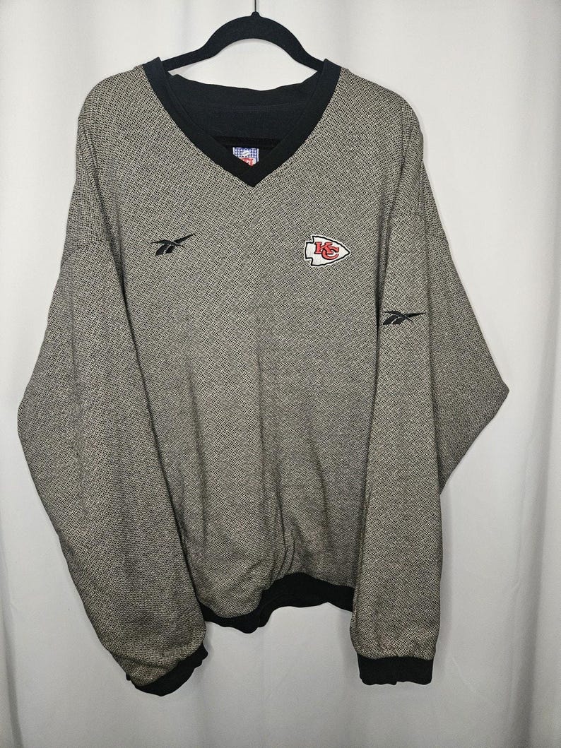 Chaqueta reversible bordada vintage Reebok Pro-Line Kansas City CHIEFS, talla 2XL XXL imagen 4