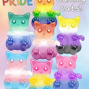 Adorable autocollant imperméable en vinyle Gummy cats Pride