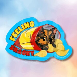 Adesivo de vinil impermeável "Gato com Fome de Lanche"