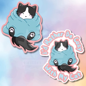 Adorable autocollant imperméable en vinyle Cosy Cat