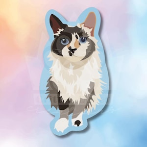 Adorable autocollant imperméable en vinyle avec un chat