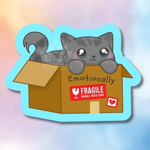Adorable autocollant imperméable en vinyle avec chats émotionnels