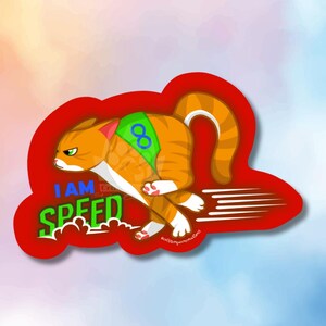 Sticker chat autocollant imperméable en vinyle I am Speed