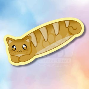 Sticker mignon imperméable en vinyle avec du pain baguette et des chats