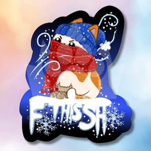 Autocollant mignon imperméable en vinyle avec chat froid