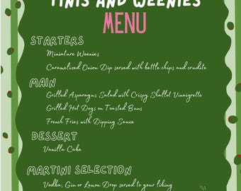 Tinis and Weenies Menu Template