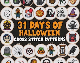 31 Halloween-korsstygnsmönster