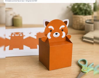 Red Panda Woodland Treat Box, 3D Animal Party Favor (A4 PDF)