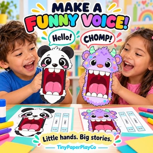 Chompy Paper Buddies, 8 kukiełek zwierząt, kolor i rzemiosło (do pobrania w wersji cyfrowej)