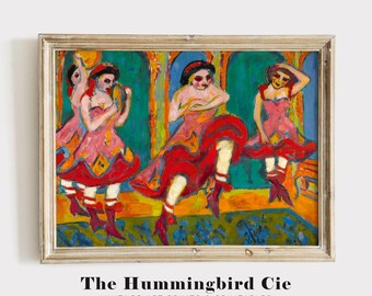 Ernst Ludwig Kirchner, Czardas dancers - Vintage reproduction art print, Colorful painting, Fauvism wall art, Dancing decor, MAILED PRINT